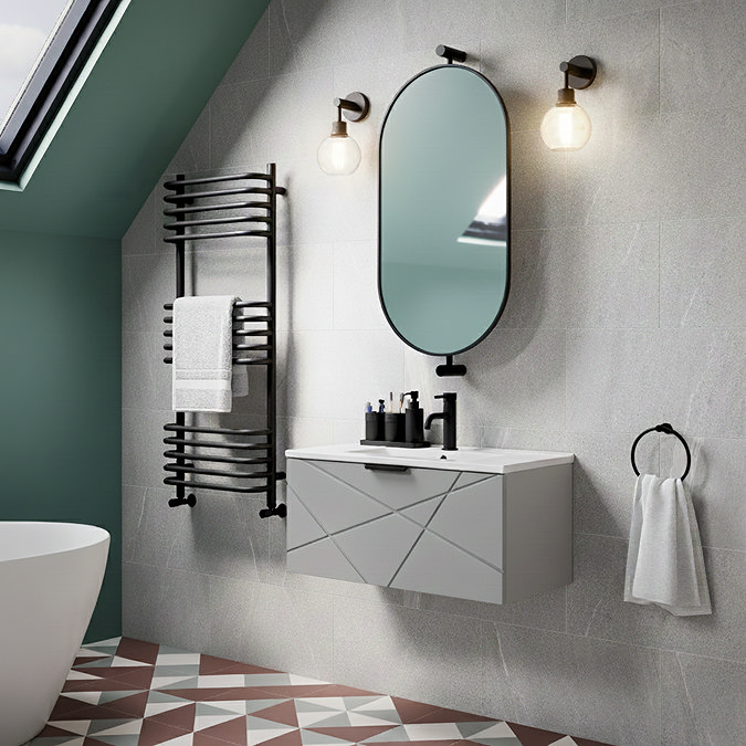 Voyage Wall Hung Vanity - 800mm Cool Grey with Matt Black Handle