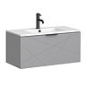 Voyage Wall Hung Vanity - 800mm Cool Grey with Matt Black Handle