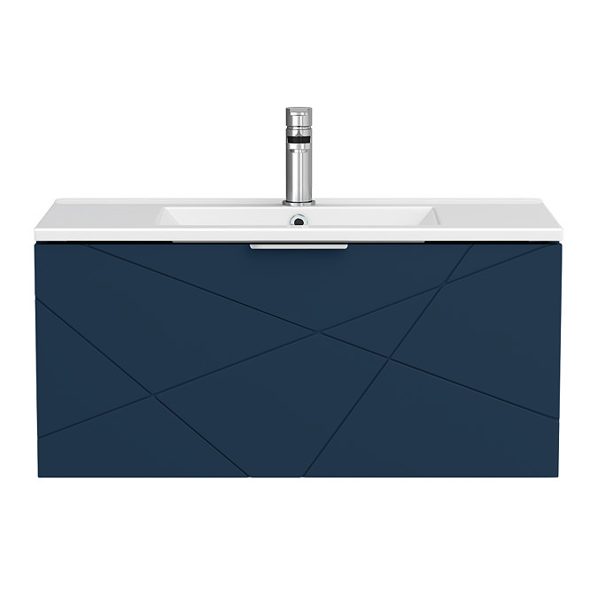 Voyage Wall Hung Vanity - 800mm Indigo Blue with Chrome Handle