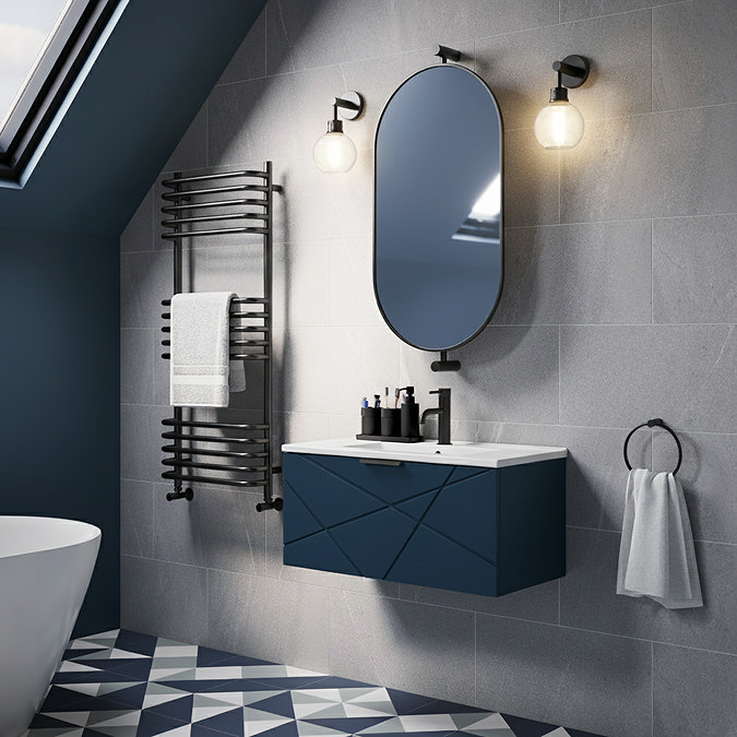 Voyage Wall Hung Vanity - 800mm Indigo Blue with Matt Back Handle