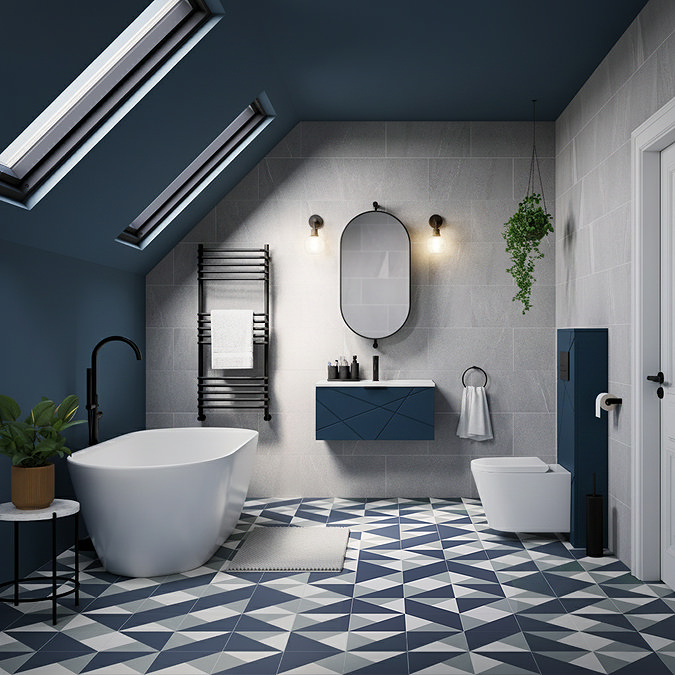 Voyage Wall Hung Vanity - 800mm Indigo Blue with Matt Back Handle