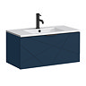 Voyage Wall Hung Vanity - 800mm Indigo Blue with Matt Back Handle
