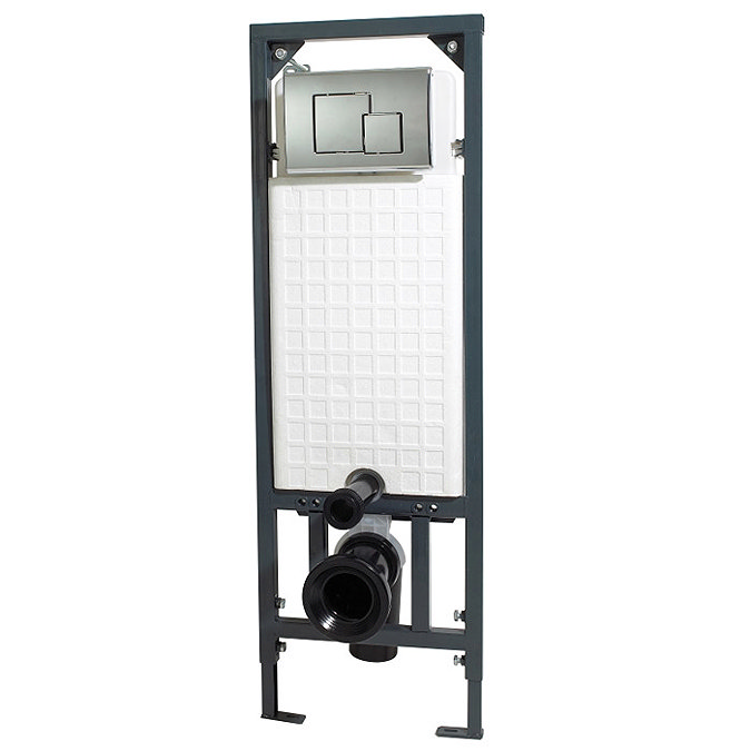 Wall Hung Toilet with Cistern Frame & Square Flush Plate Profile Large Image