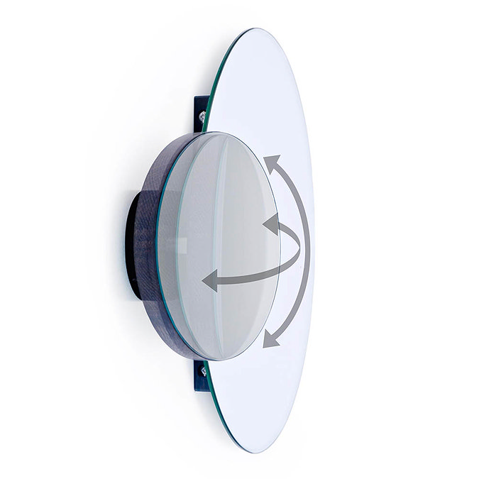 Wall Mounted Round Mirror with Magnifying Mirror Dark Oak additional Large Image