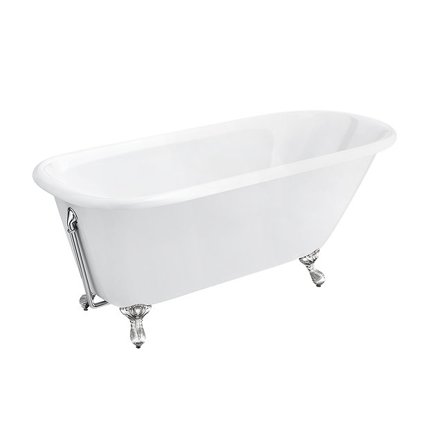 Wandsworth 1680 x 770mm Single Ended Roll Top Cast Iron Bath + Chrome Feet  Profile Large Image
