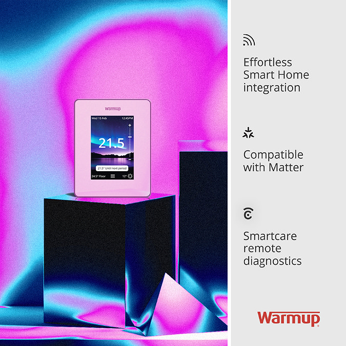 Warmup 150W StickyMat Underfloor Heating Kit with 7iE WiFi Thermostat - Bright Porcelain