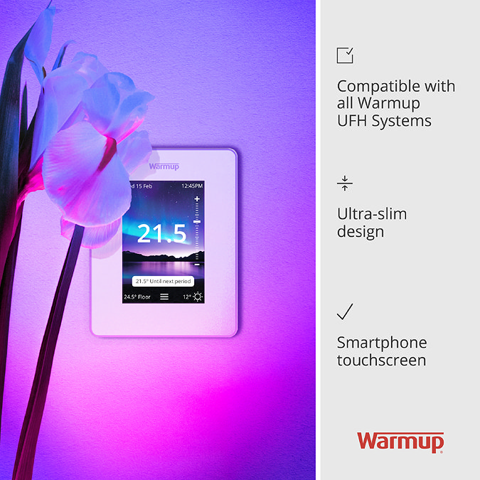 Warmup 200W StickyMat Underfloor Heating Kit with 7iE WiFi Thermostat - Bright Porcelain