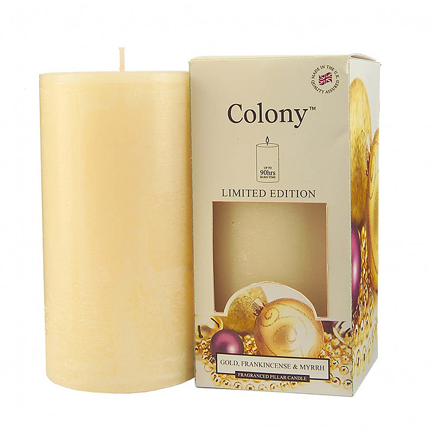 Wax Lyrical Colony Gold, Frankincense & Myrrh Pillar Scented Candle