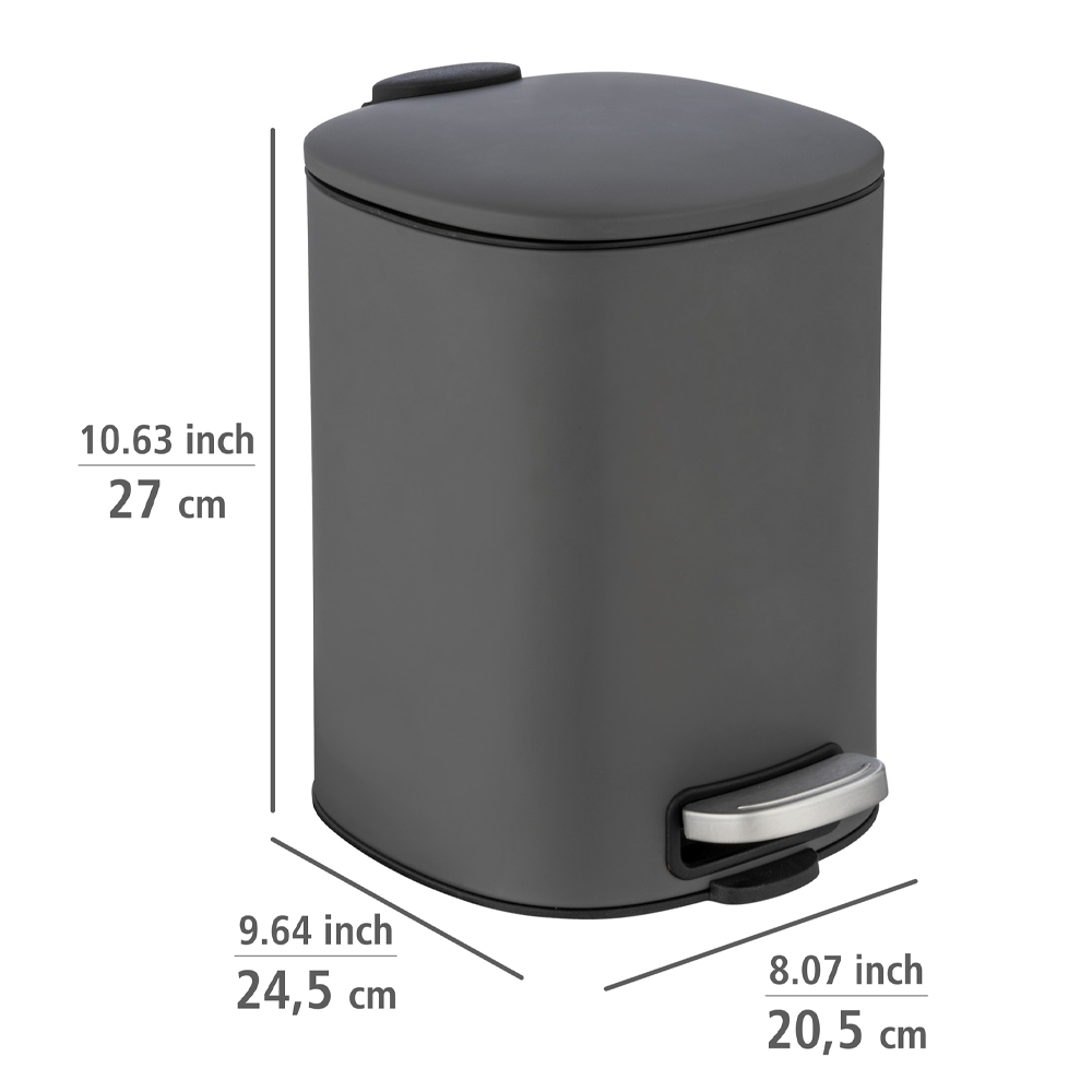 Wenko Alassio 5L Pedal Bin - Grey