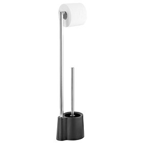 Wenko Avola Black Extra Heavy Freestanding Toilet Brush & Roll Holder - 22991100 Large Image