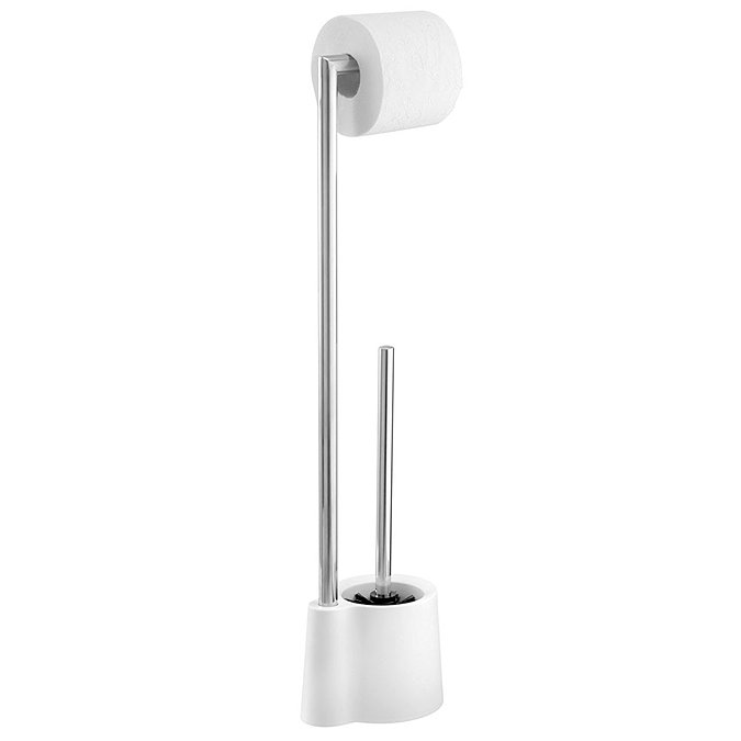 Wenko Avola White Extra Heavy Freestanding Toilet Brush & Roll Holder - 22989100 Large Image