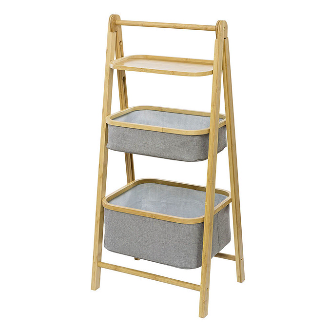 Wenko Bahari Bamboo Foldable Shelf Unit with 2 Baskets - 62214100 Profile Large Image