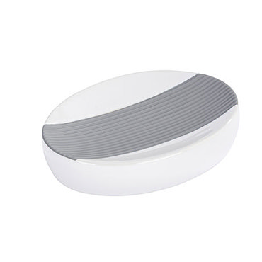 Wenko Bahia Ceramic Soap Dish - Grey - 21681100 Profile Large Image