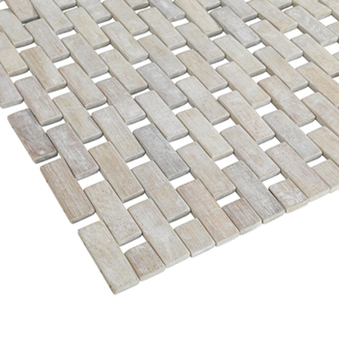 Wenko Bamboo 50 x 80cm Bath Mat - White - 22106100 Profile Large Image