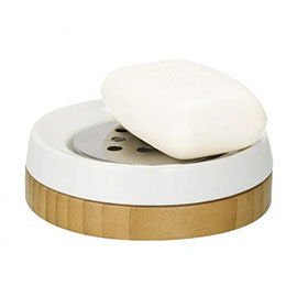 Wenko Bamboo Ceramic Soap Dish - 17677100 Medium Image