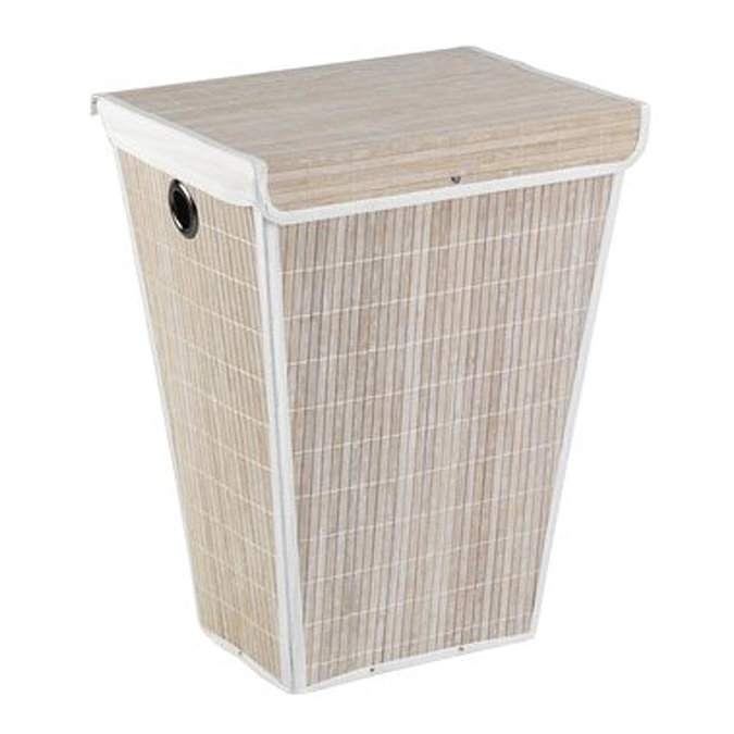 Wenko Bamboo Laundry Bin - White - 22100100 Large Image