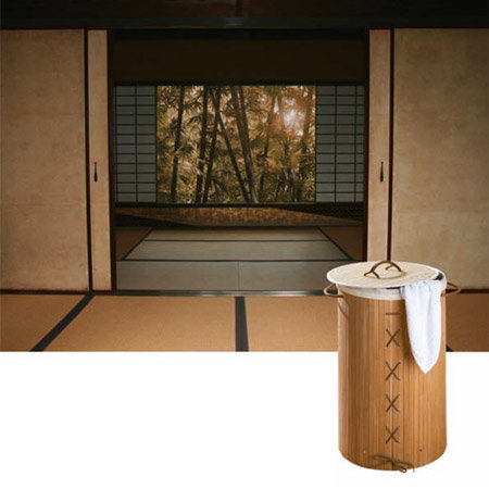 Wenko Bamboo Laundry Bin - Natural - 17753100  Profile Large Image