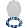 Wenko Blue Stripes Duroplast Toilet Seat - 17418100 Profile Large Image