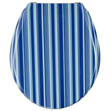 Wenko Blue Stripes Duroplast Toilet Seat - 17418100 Profile Large Image