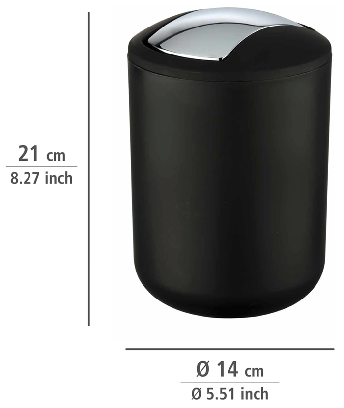 Wenko Brasil Black Swing Cover Bin - Black