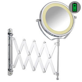 Wenko - Brolo LED Telescopic Wall Mirror - 3x magnification - Chrome - 3656380100 Medium Image