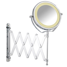 Wenko - Brolo LED Telescopic Wall Mirror - 3x magnification - Chrome - 3656380100 Large Image