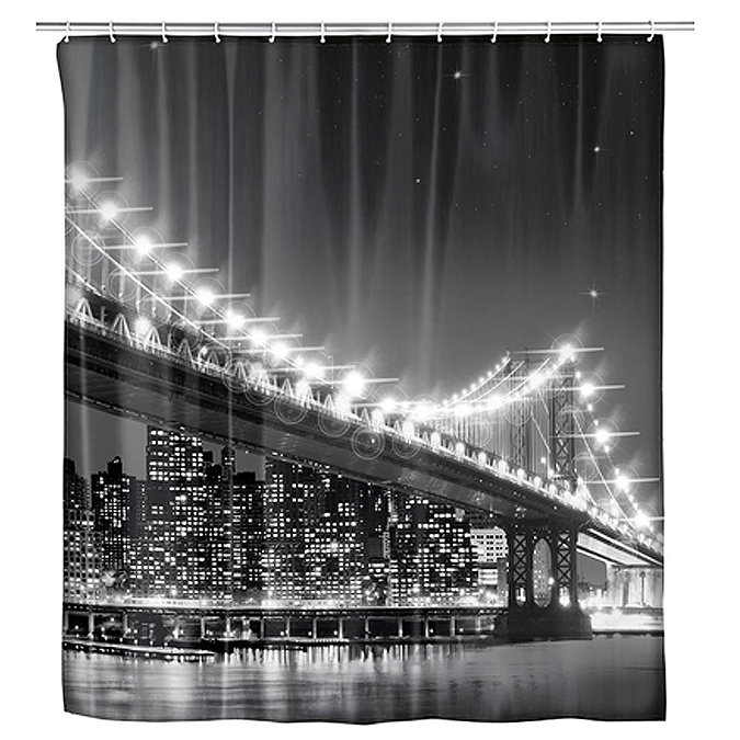 Wenko Brooklyn Bridge LED Polyester Shower Curtain - W1800 x H2000mm Large Image