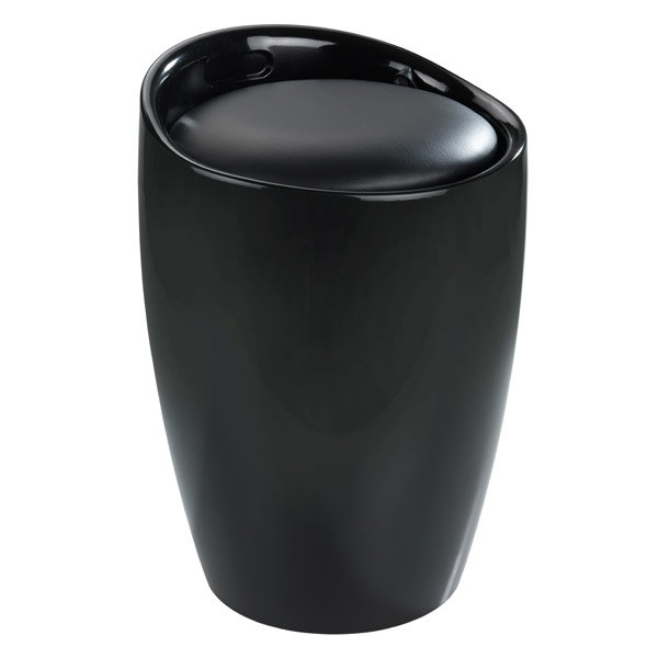 Wenko - Candy Laundry Bin & Bath Stool - Black - 20630100 Large Image