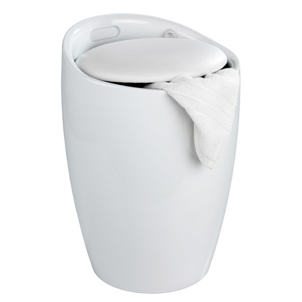 Wenko - Candy Laundry Bin & Bath Stool - White - 20631100  Profile Large Image