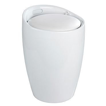 Wenko - Candy Laundry Bin & Bath Stool - White - 20631100  Profile Large Image