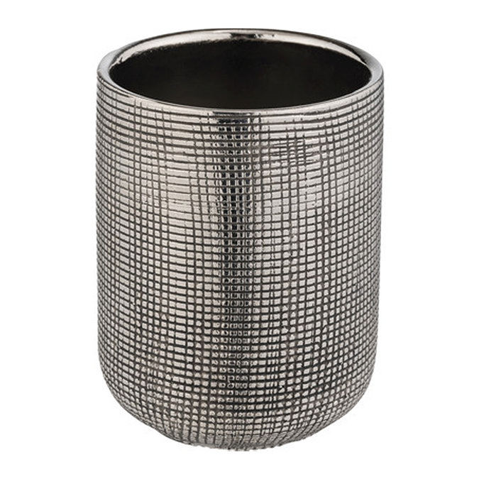 Wenko Ceramic Toothbrush Holder - Rivara Silver