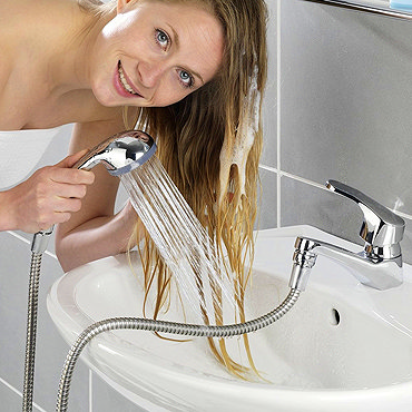 Wenko Chrome Shower Hose Kit for Washbasins - 22866100  Profile Large Image