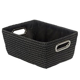Wenko - Chromo Rectangular Bathroom Storage Basket - Black - 20375100 Medium Image