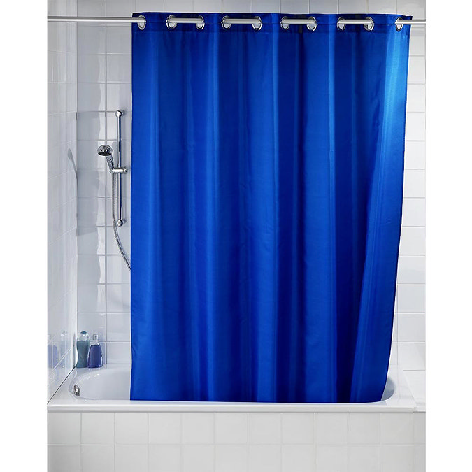 Wenko Comfort Flex Blue Polyester Shower Curtain - W1800 x H2000mm Profile Large Image
