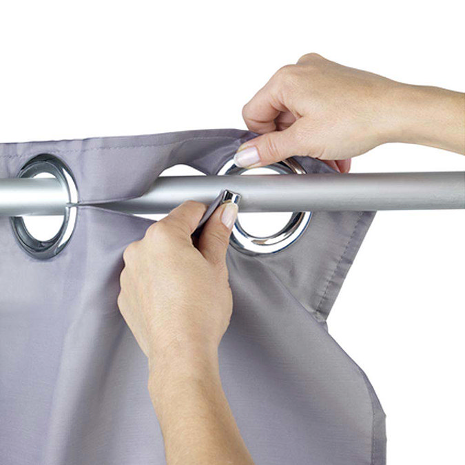 Wenko Comfort Flex Grey Polyester Shower Curtain - W1800 x H2000mm  Profile Large Image