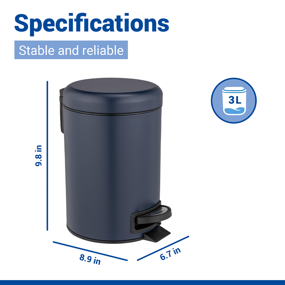 Wenko Leman 3L Pedal Bin - Dark Blue