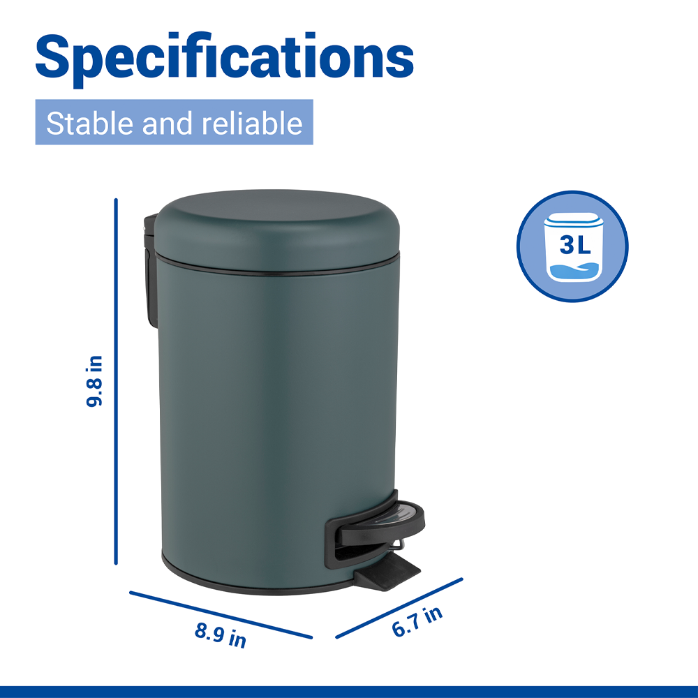 Wenko Leman 3L Pedal Bin - Dark Green