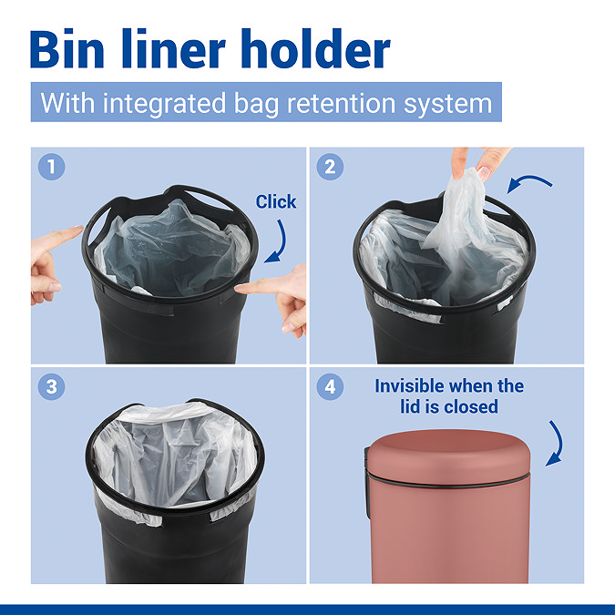 Wenko Leman 3L Pedal Bin - Dusty Rose