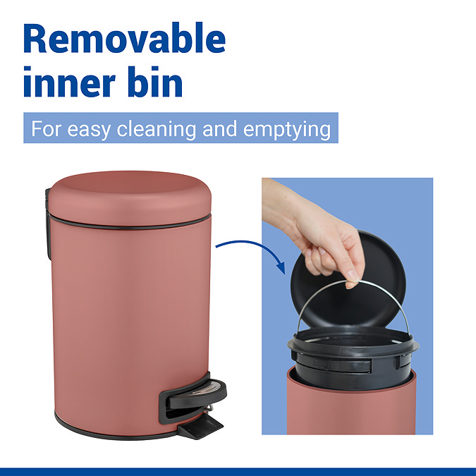 Wenko Leman 3L Pedal Bin - Dusty Rose