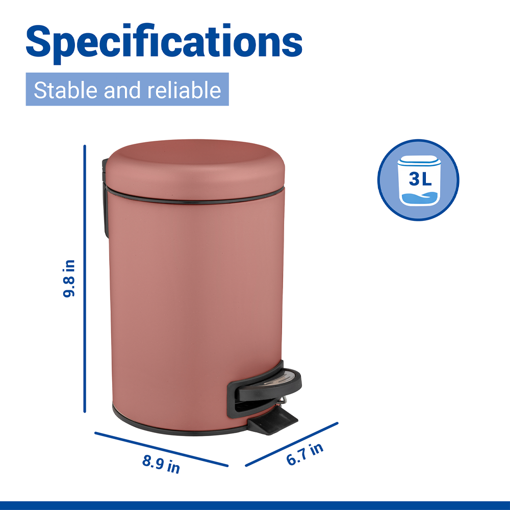 Wenko Leman 3L Pedal Bin - Dusty Rose