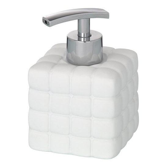 Wenko Cube Ceramic Soap Dispenser - White - 20085100 Large Image