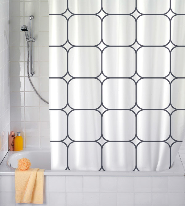 Wenko - Cube White Anti-Mold Polyester Shower Curtain - W1800 x H2000mm - 20536100 Large Image