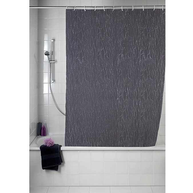 Wenko Deluxe Grey Polyester Shower Curtain - W 1800 x H2000mm Feature Large Image