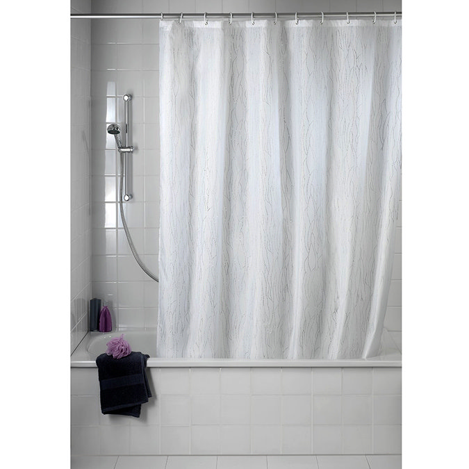 Wenko Deluxe White Polyester Shower Curtain - W 1800 x H2000mm Feature Large Image