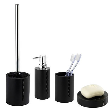 Wenko Diamond Bath Accessories Set - Black Profile Large Image