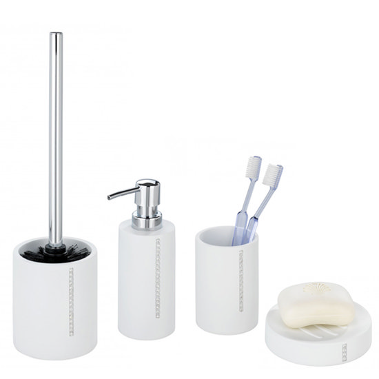 Wenko Diamond Bathroom Accessories Set - White Large Image