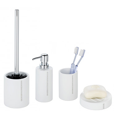 Wenko Diamond Bathroom Accessories Set - White Profile Large Image