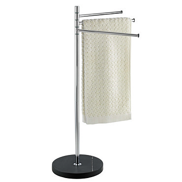 Wenko Diamond Towel and Clothes Stand - Chrome/Black - 18766100 Profile Large Image