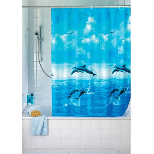 Wenko Dolphin PEVA Shower Curtain - W1800 x H2000mm - 19125100 Large Image