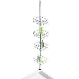 Wenko Domaso Stainless Steel Telescopic 4-Tier Corner Rack Storage - 21736100 Large Image